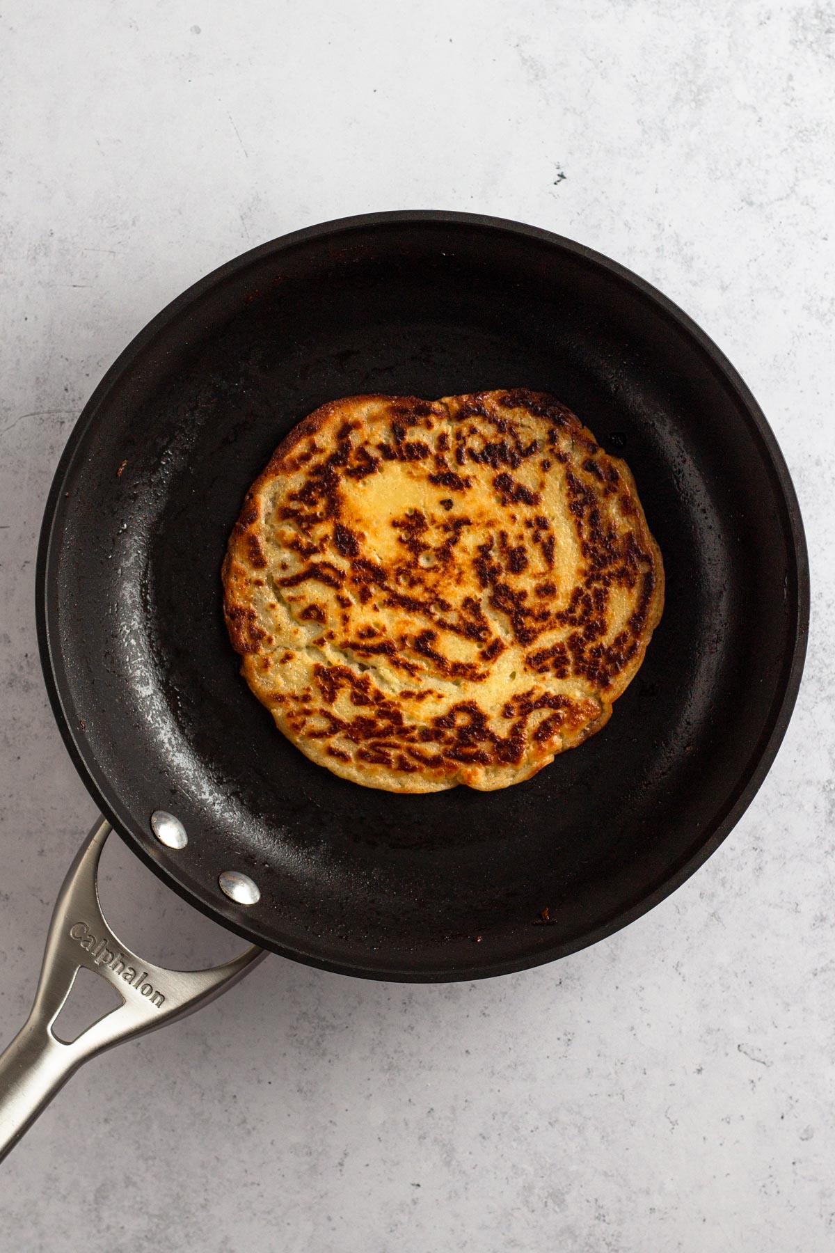 cooked pancake in a skillet