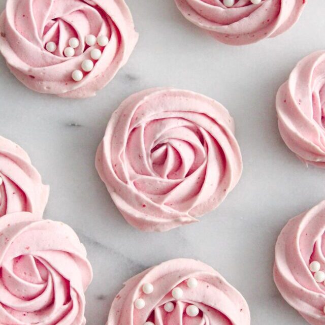 Strawberry Meringue Roses - Always Eat Dessert